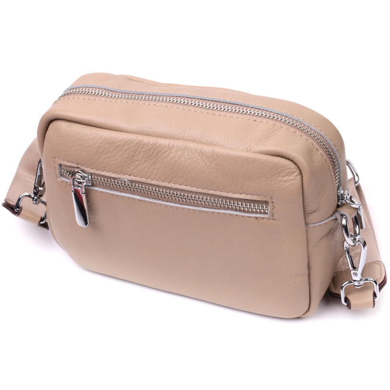 Сумка для женщин из натуральной мягкой кожи Vintage Бежевая