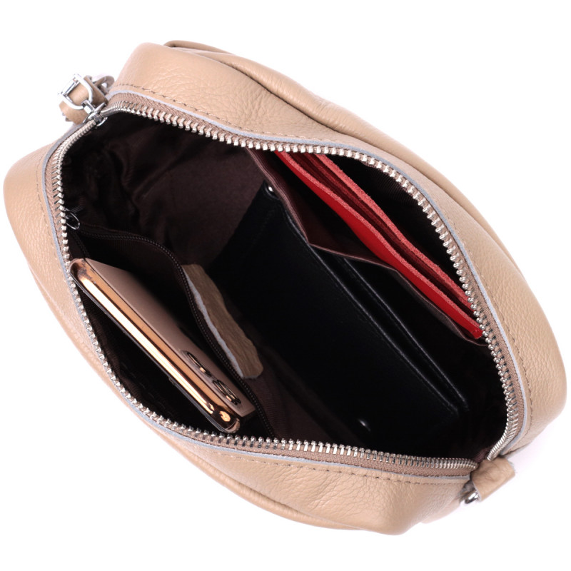 Сумка для женщин из натуральной мягкой кожи Vintage Бежевая