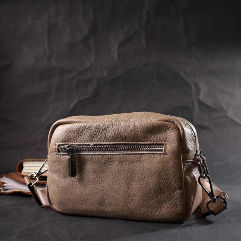 Сумка для женщин из натуральной мягкой кожи Vintage Бежевая