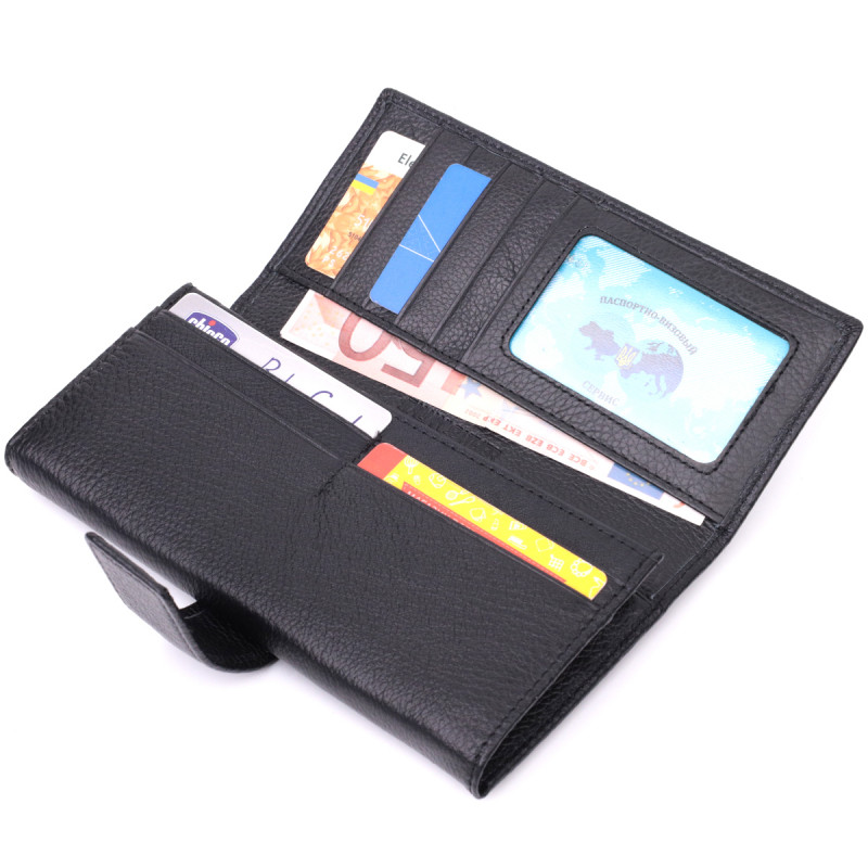 Надежный женский кошелек из натуральной кожи ST Leather Черный