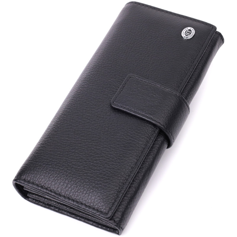 Жіночий шкіряний гаманець для карток купюр та монет ST Leather Чорний