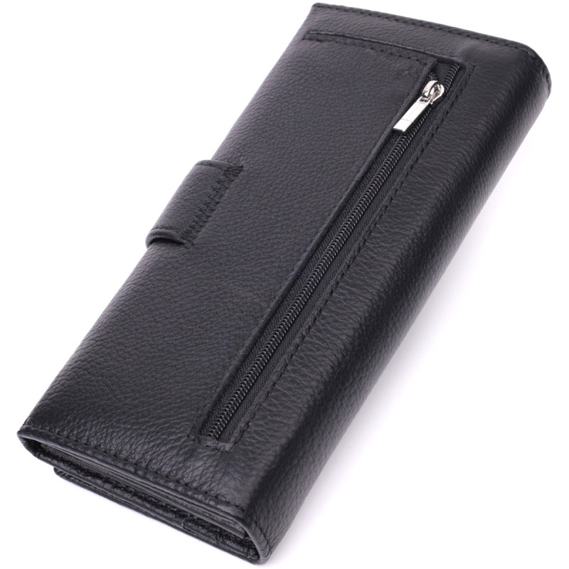 Жіночий шкіряний гаманець для карток купюр та монет ST Leather Чорний