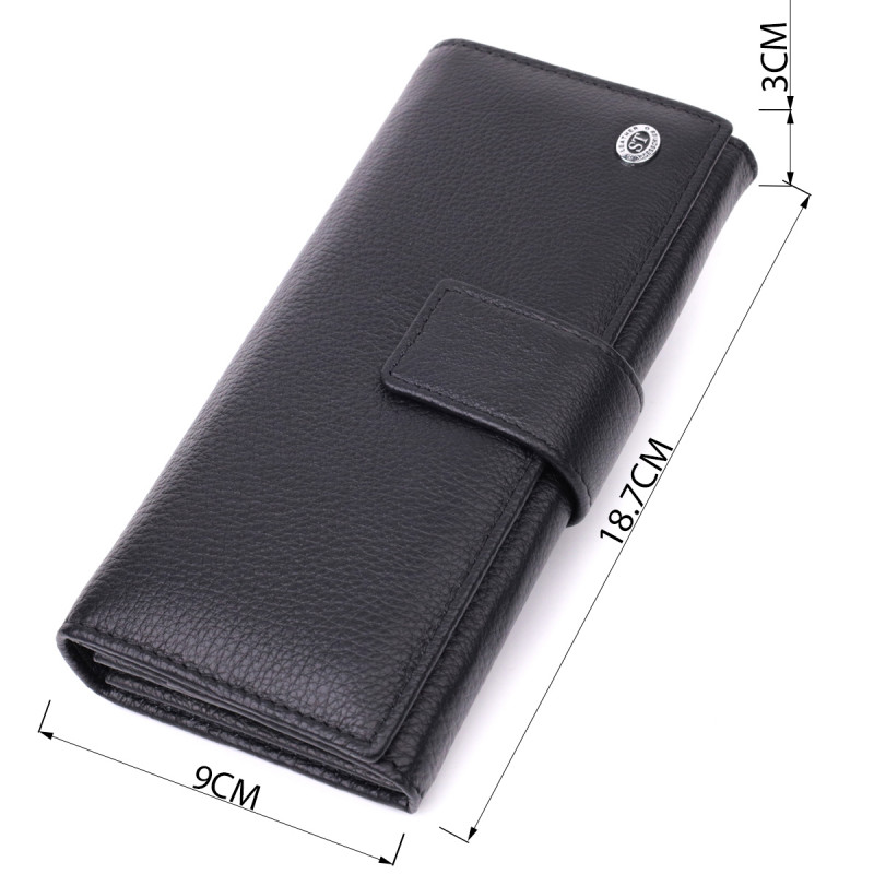 Жіночий шкіряний гаманець для карток купюр та монет ST Leather Чорний