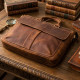 Чоловічий шкіряний портфель для документів ноутбука та роботи Vintage Коричневий