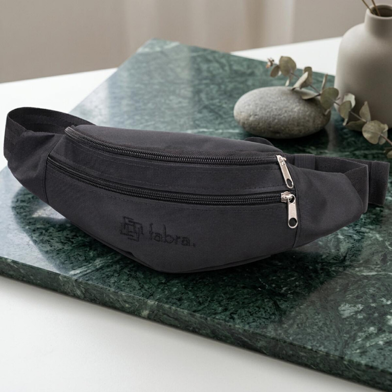 Текстильная поясная сумка для города поездок и повседневного использования FABRA Черная