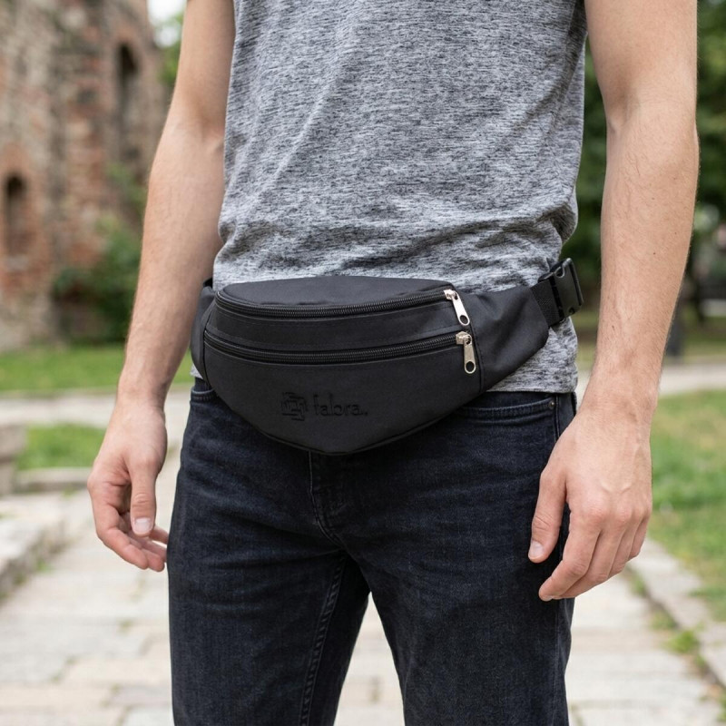 Текстильная поясная сумка для города поездок и повседневного использования FABRA Черная