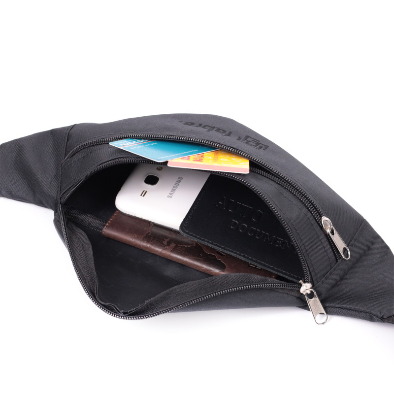 Текстильная поясная сумка для города поездок и повседневного использования FABRA Черная