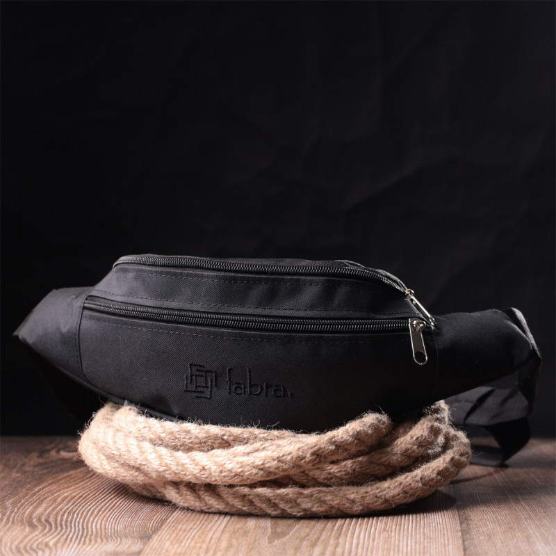 Текстильная поясная сумка для города поездок и повседневного использования FABRA Черная