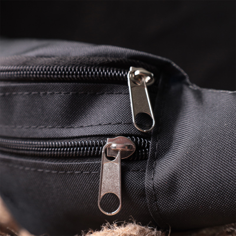 Текстильная поясная сумка для города поездок и повседневного использования FABRA Черная