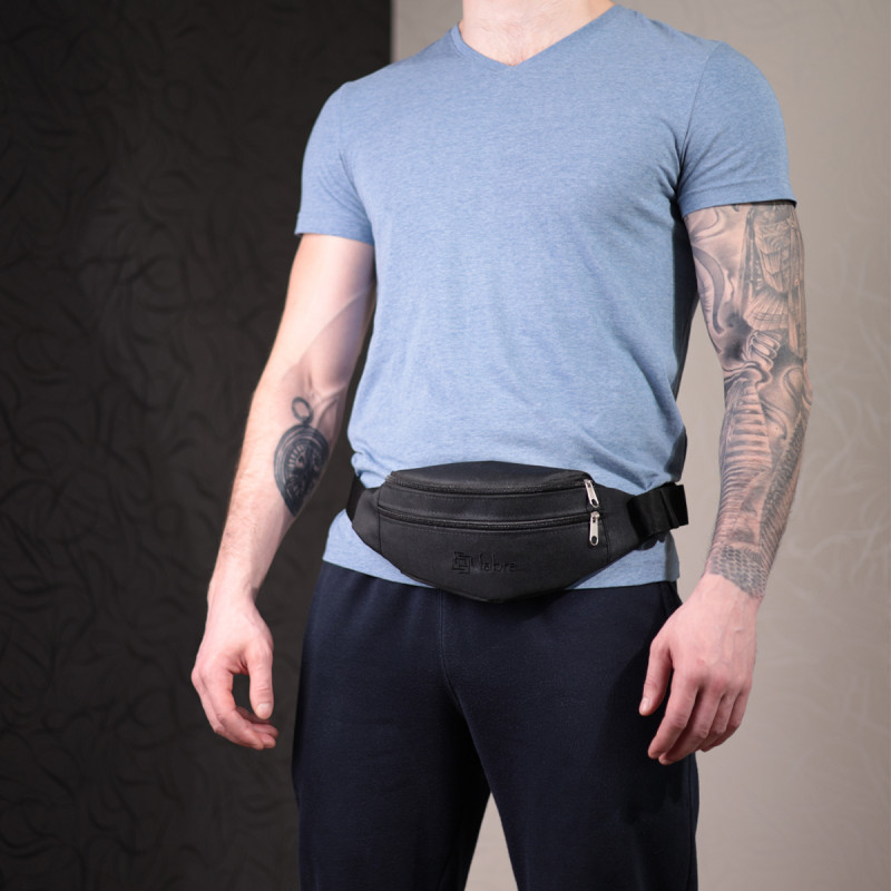 Текстильная поясная сумка для города поездок и повседневного использования FABRA Черная