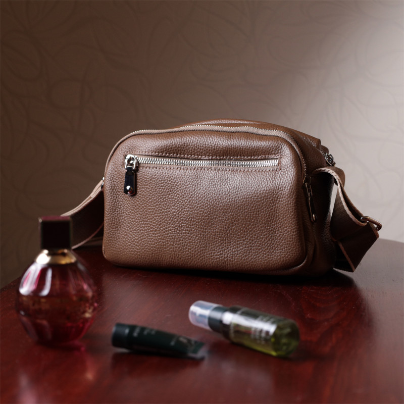 Модна сумка на кожен день із двома відділеннями з натуральної шкіри Vintage Коричневий