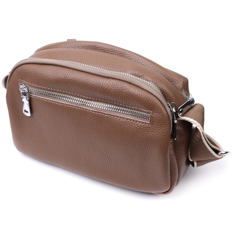 Модна сумка на кожен день із двома відділеннями з натуральної шкіри Vintage Коричневий