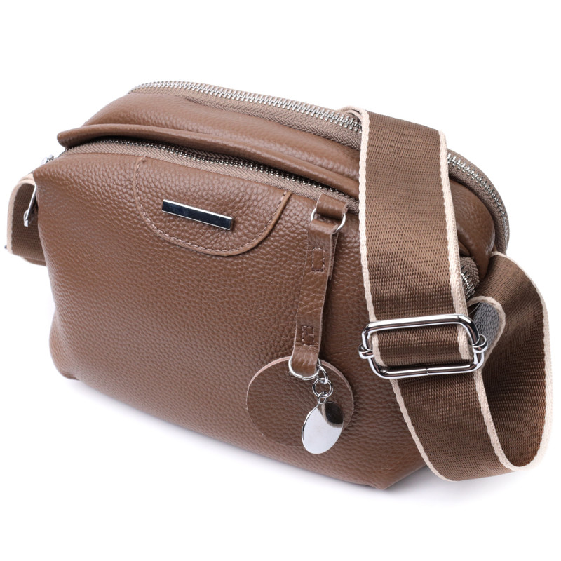 Модна сумка на кожен день із двома відділеннями з натуральної шкіри Vintage Коричневий