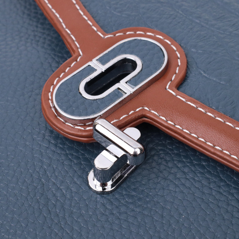 Сумка женская с фактурным клапаном из натуральной кожи Vintage Синяя