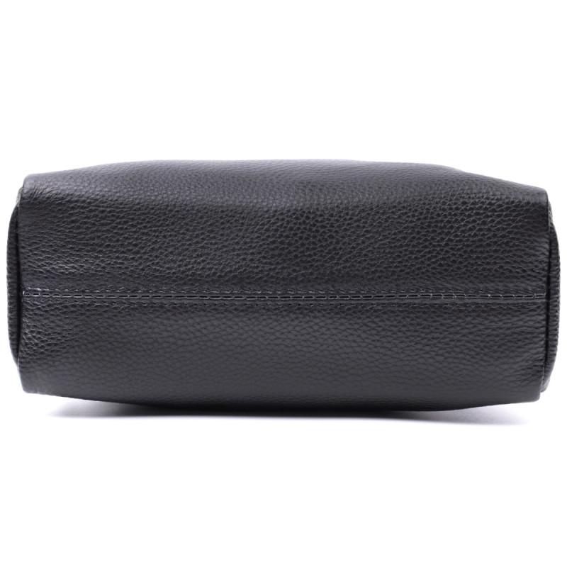 Практична жіноча шкіряна сумка зі стильним бігунком Vintage Чорна