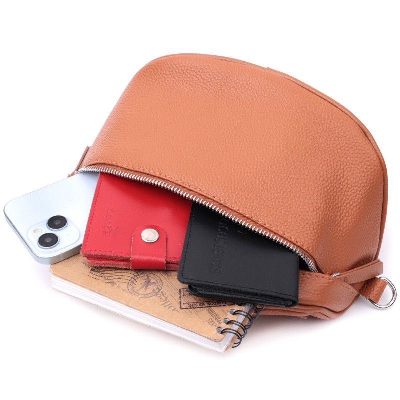 Стильная женская сумка через плечо в классическом цвете из натуральной кожи Vintage Рыжая