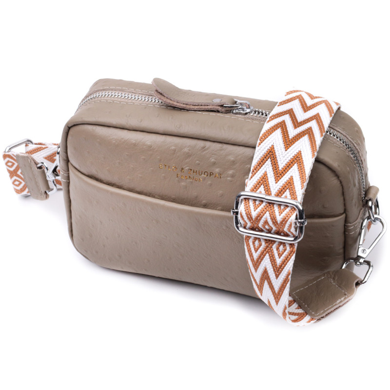 Стильная сумка для женщин из фактурной натуральной кожи Vintage Бежевая