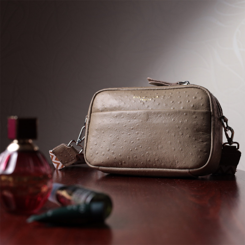 Стильная сумка для женщин из фактурной натуральной кожи Vintage Бежевая