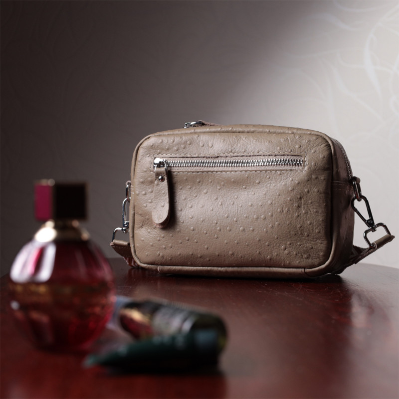 Стильная сумка для женщин из фактурной натуральной кожи Vintage Бежевая