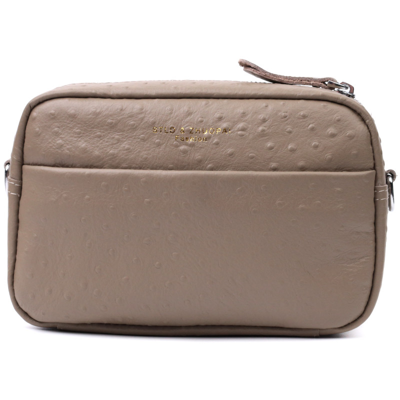 Стильная сумка для женщин из фактурной натуральной кожи Vintage Бежевая