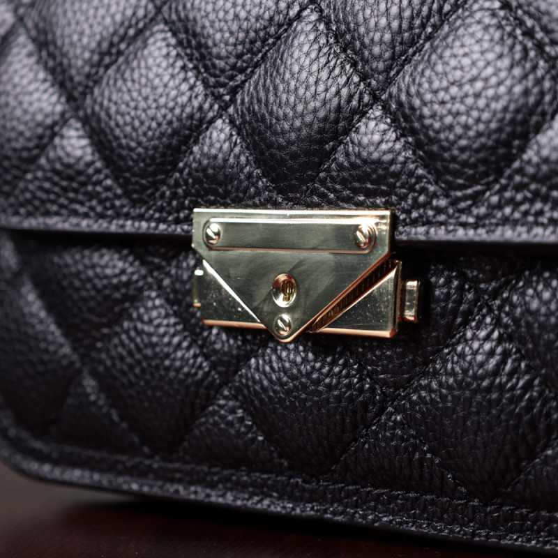 Модна жіноча сумка з оригінальною клямкою з натуральної шкіри Vintage Чорна