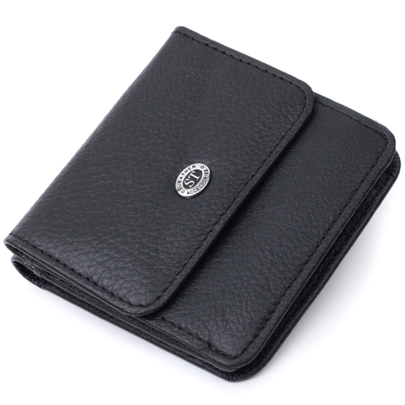 Жіночий шкіряний гаманець для карток купюр та монет ST Leather Чорний