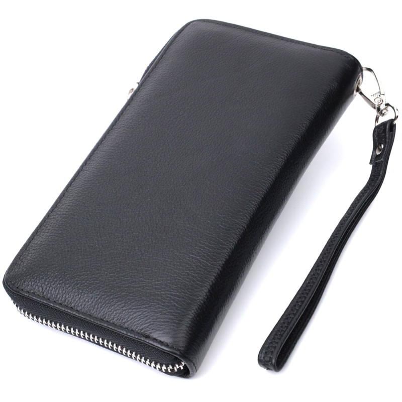 Красивый клатч унисекс на одно отделение из натуральной кожи ST Leather Черный