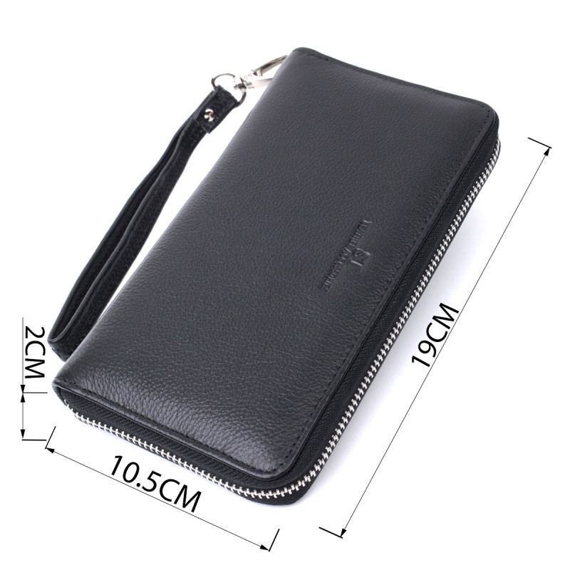Красивый клатч унисекс на одно отделение из натуральной кожи ST Leather Черный