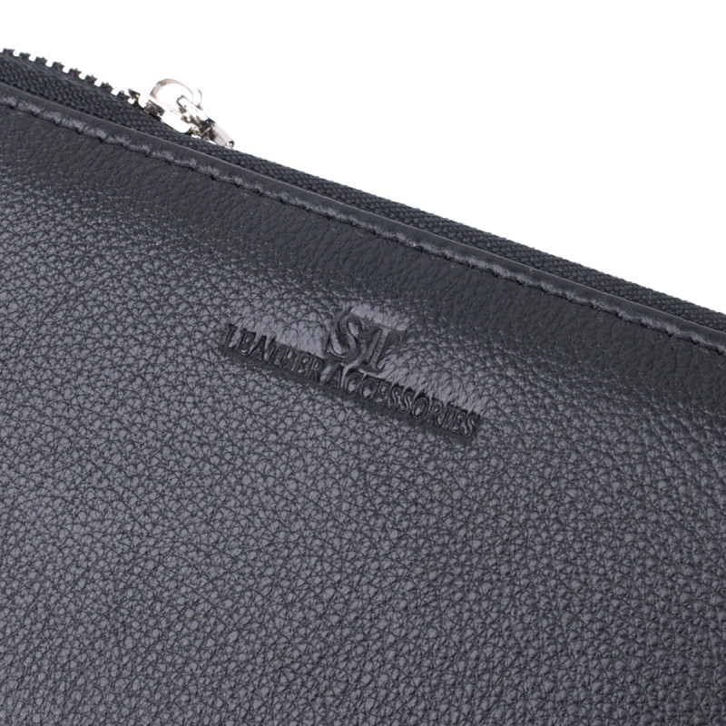 Красивый клатч унисекс на одно отделение из натуральной кожи ST Leather Черный