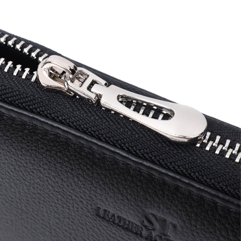 Красивый клатч унисекс на одно отделение из натуральной кожи ST Leather Черный