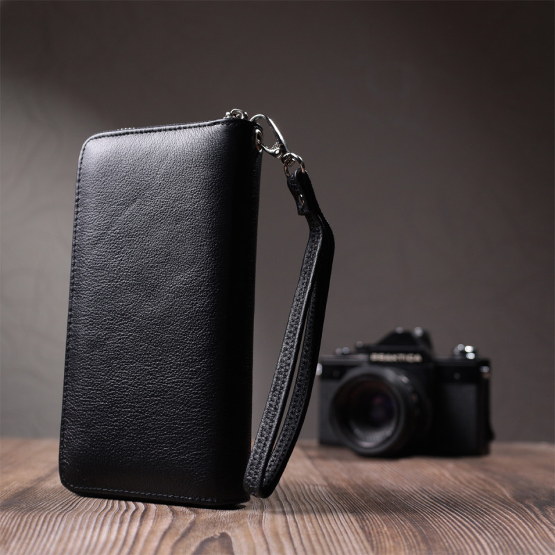 Красивый клатч унисекс на одно отделение из натуральной кожи ST Leather Черный