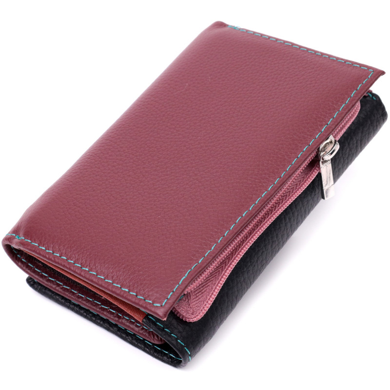 Вместительный женский кошелек из качественной натуральной кожи ST Leather Разноцветный