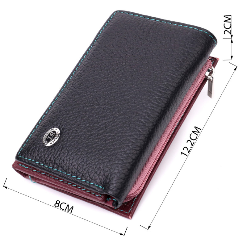 Вместительный женский кошелек из качественной натуральной кожи ST Leather Разноцветный