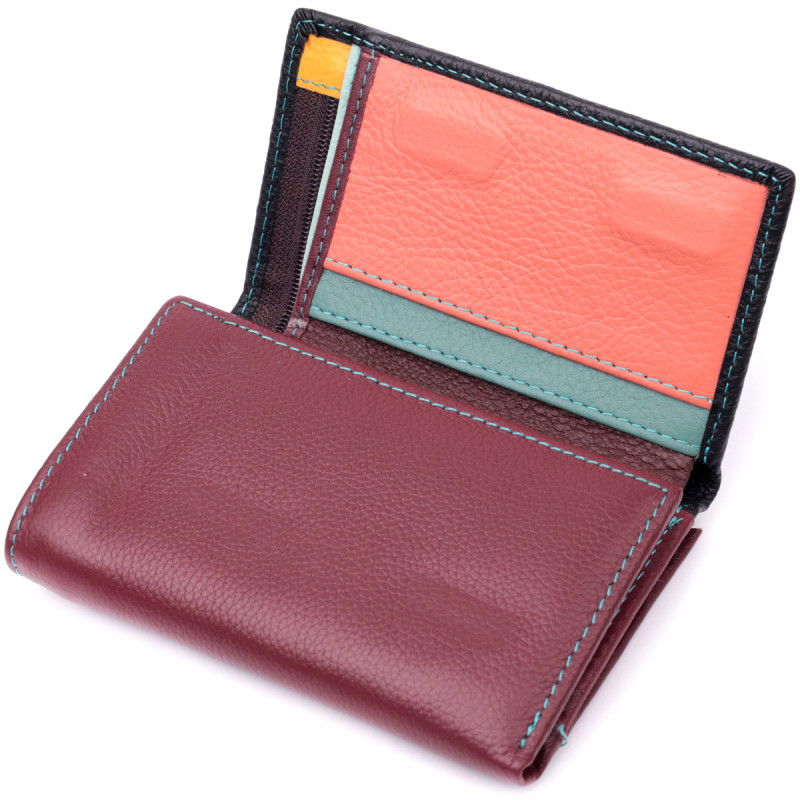 Вместительный женский кошелек из качественной натуральной кожи ST Leather Разноцветный