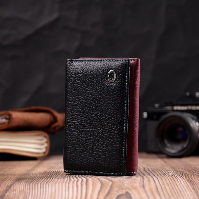 Вместительный женский кошелек из качественной натуральной кожи ST Leather Разноцветный