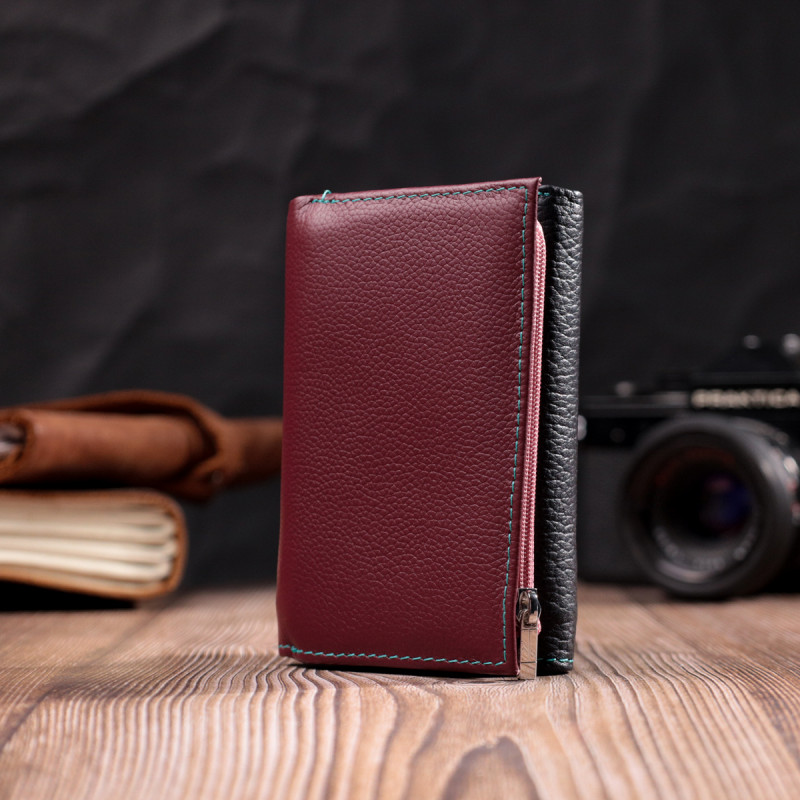 Вместительный женский кошелек из качественной натуральной кожи ST Leather Разноцветный