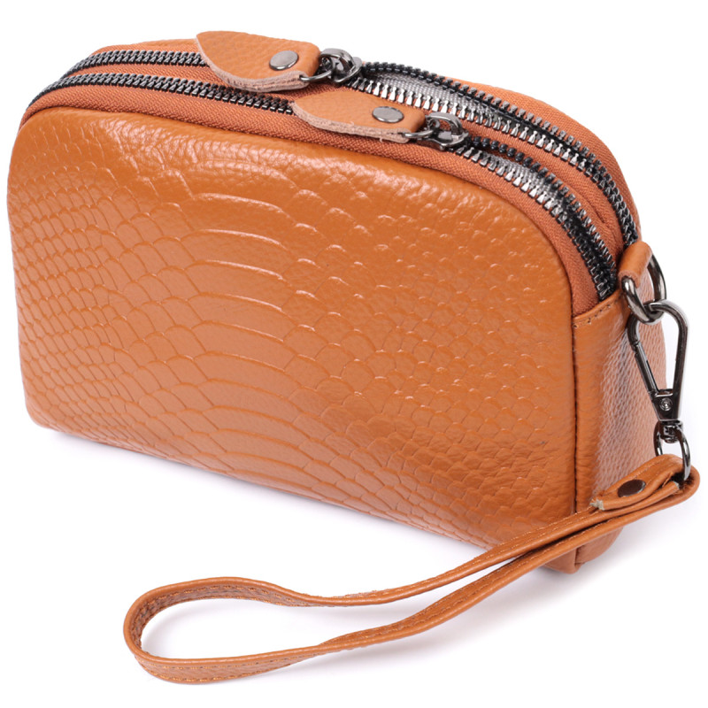 Невелика сумка для жінок на два відділення з натуральної шкіри Vintage Рудий