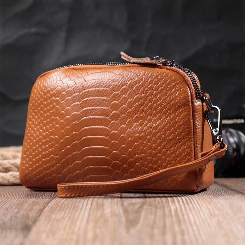 Небольшая сумка для женщин на два отделения из натуральной кожи Vintage Рыжий