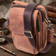Компактна шкіряна сумка для чоловіків Vintage Коричнева