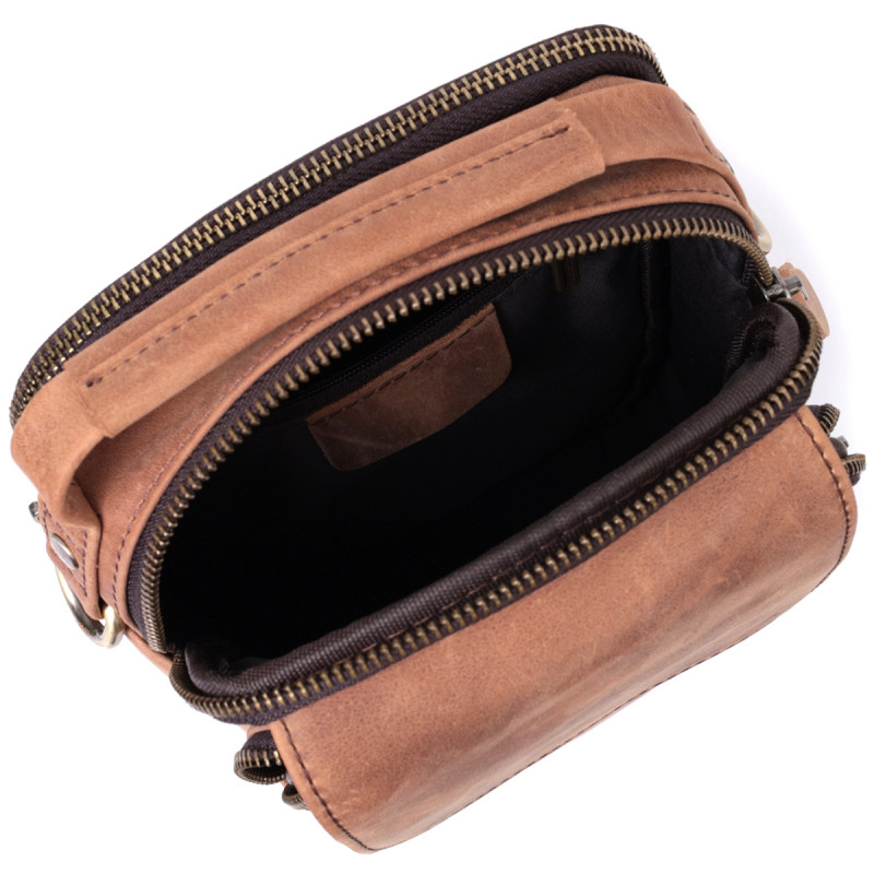 Компактна шкіряна сумка для чоловіків Vintage Коричнева
