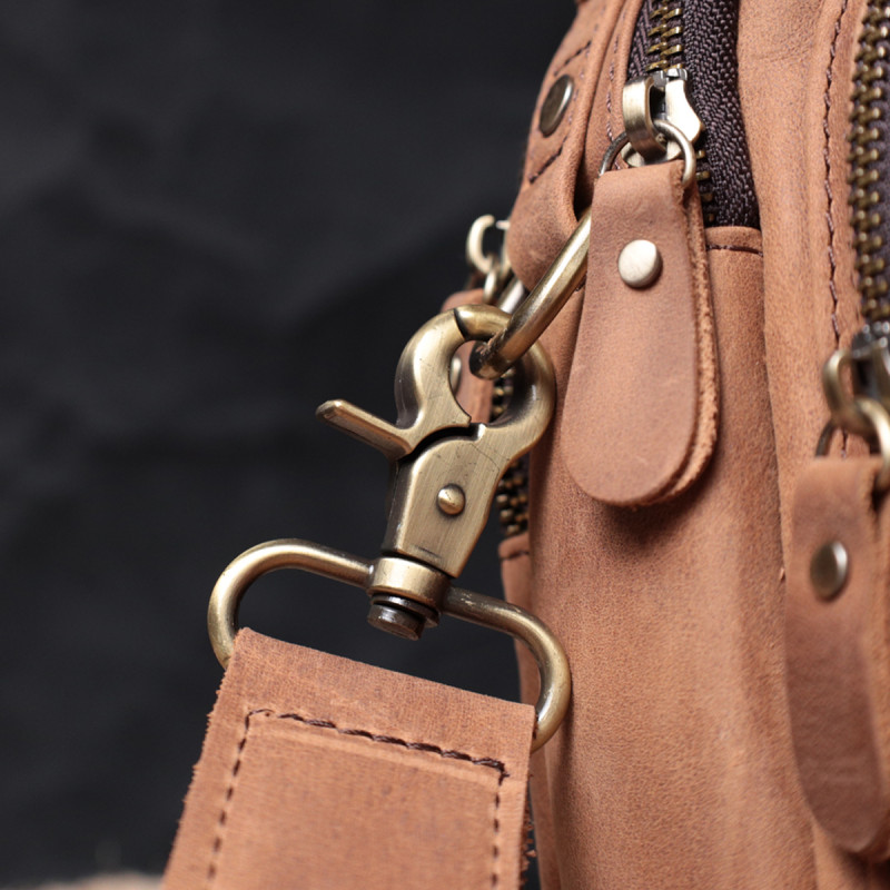 Компактна шкіряна сумка для чоловіків Vintage Коричнева