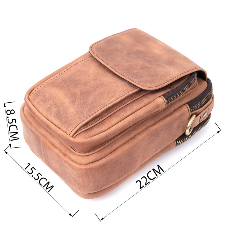 Компактна шкіряна сумка для чоловіків Vintage Коричнева