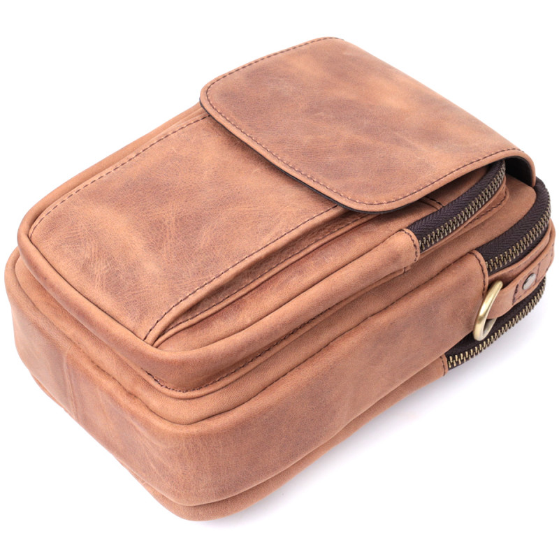 Компактна шкіряна сумка для чоловіків Vintage Коричнева