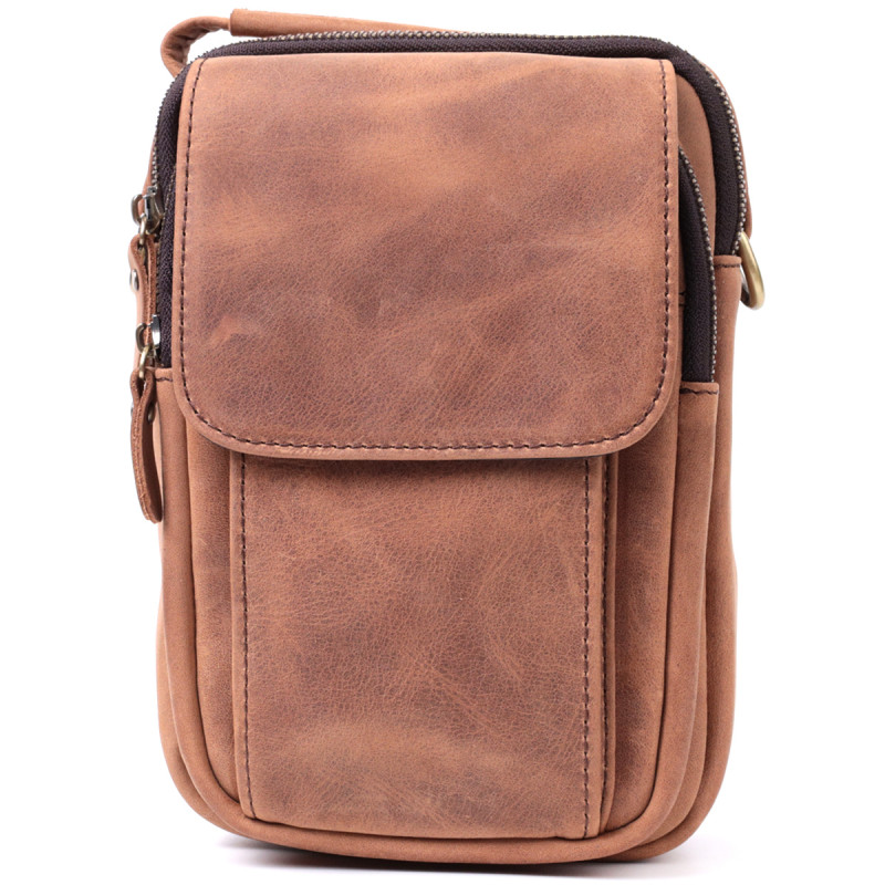 Компактна шкіряна сумка для чоловіків Vintage Коричнева