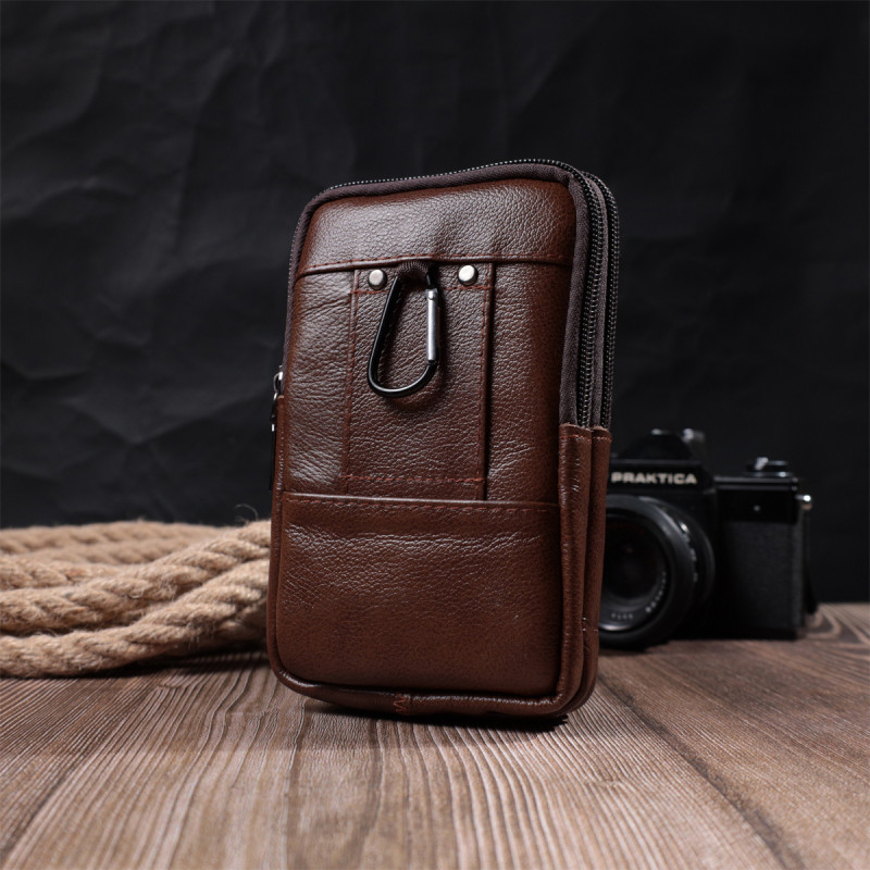 Сумка для мужчин на два отделения из натуральной кожи Vintage Коричневый