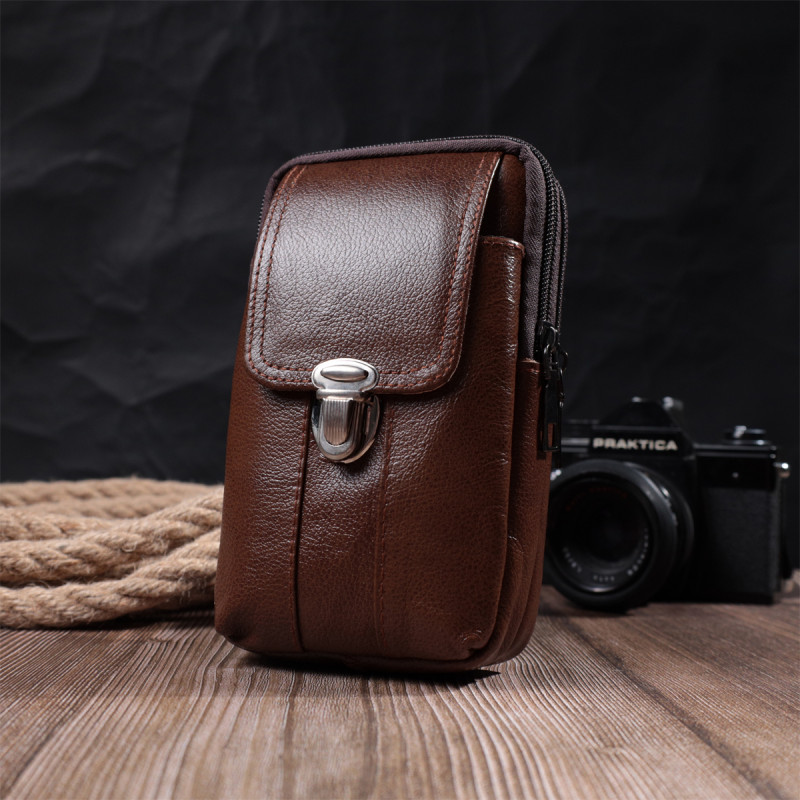 Сумка для чоловіків на два відділення з натуральної шкіри Vintage Коричневий