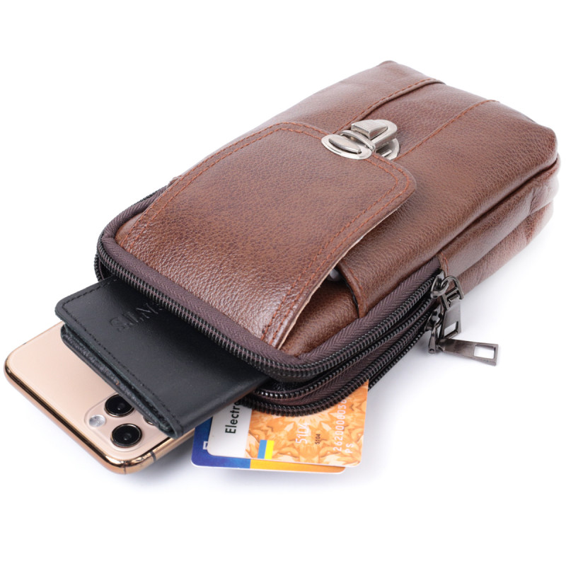 Сумка для мужчин на два отделения из натуральной кожи Vintage Коричневый