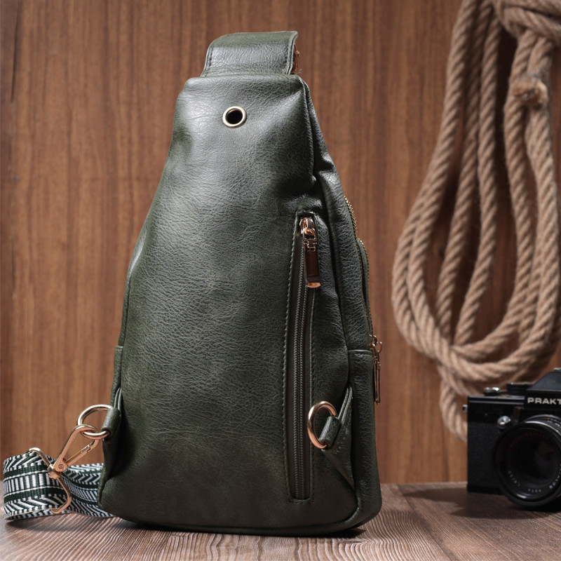Стильная слинг сумка для женщин из экокожи Vintage Зеленый