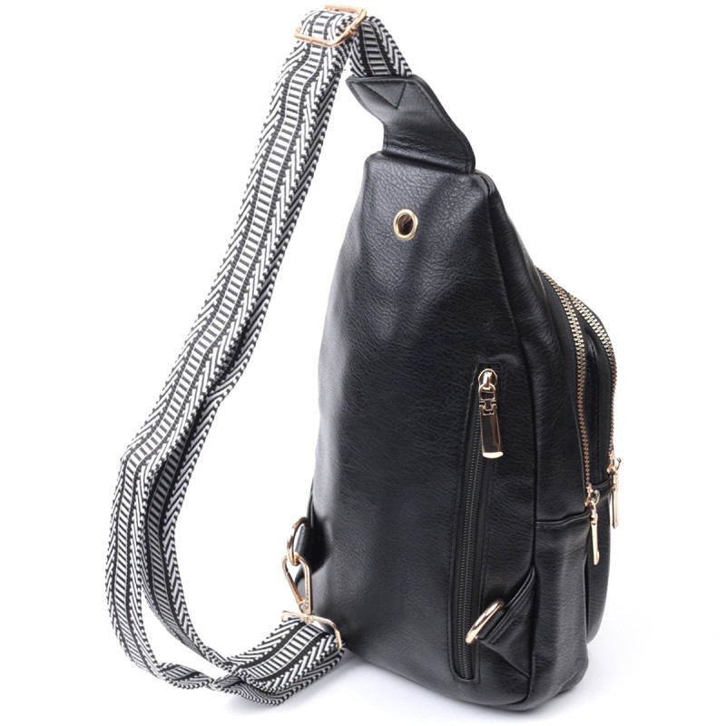 Практична слінг сумка для жінок з екошкіри Vintage Чорний