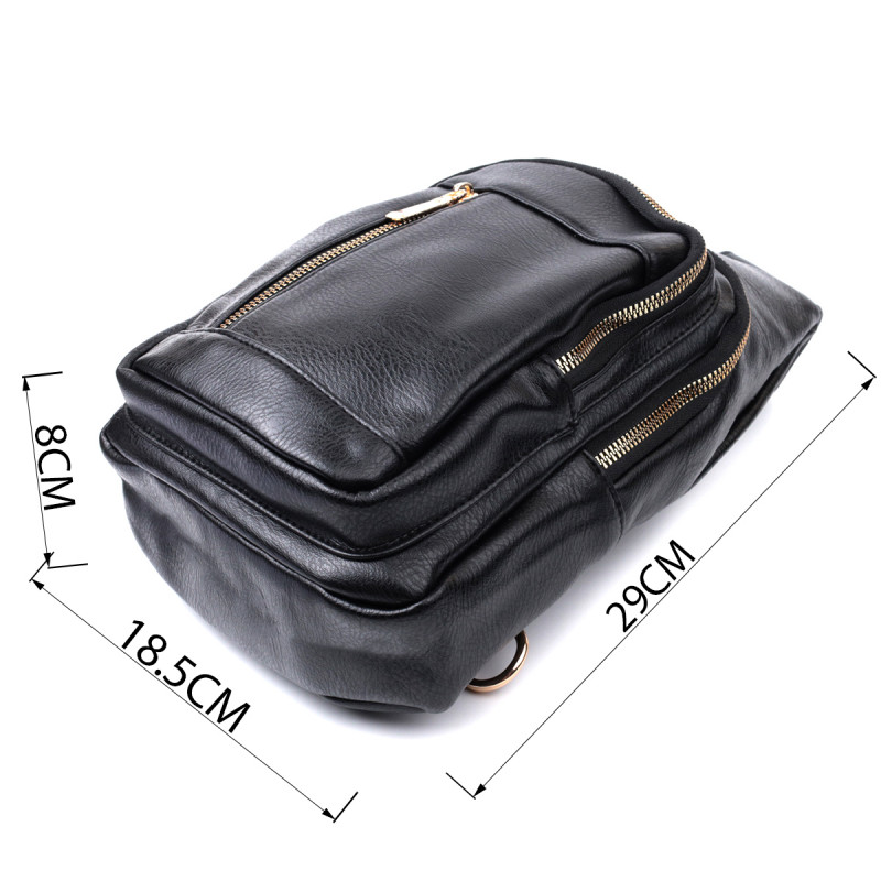 Практична слінг сумка для жінок з екошкіри Vintage Чорний